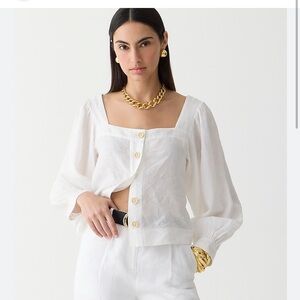J crew square neck linen top NWT